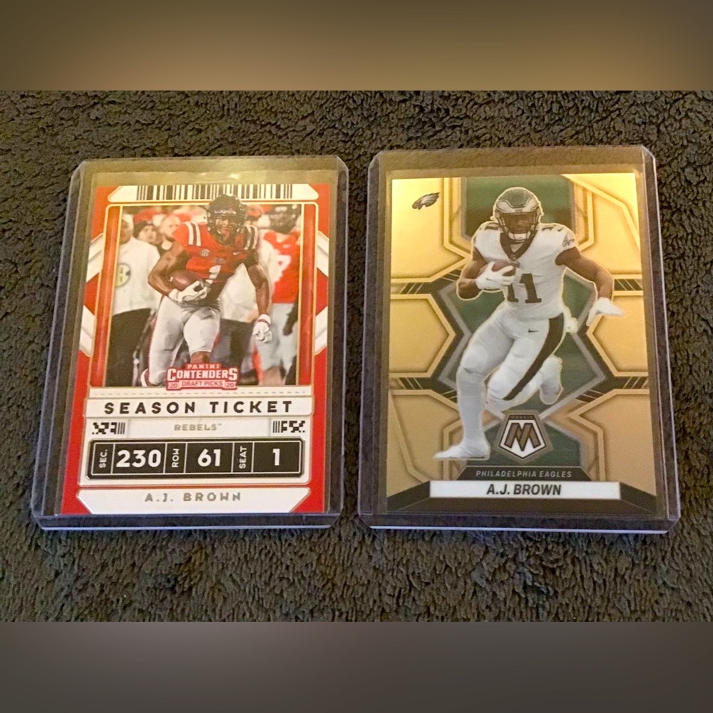 A.J. Brown 2022 Panini Mosaic & 2020 Panini Contenders-Philadelphia Eagles